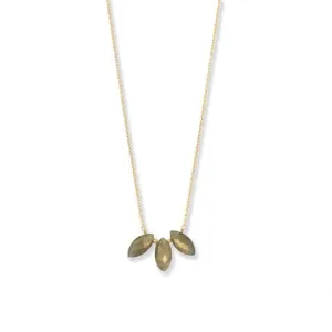 14 Karat Gold Plated Marquise Labradorite Necklace