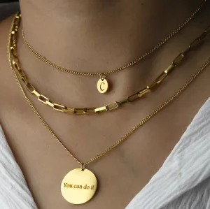 18K Gold-Filled Personalized Disc Necklace - Custom Engraved Necklace - Triple Layer Necklace - Pendant Necklace - Handmade Initial Necklace