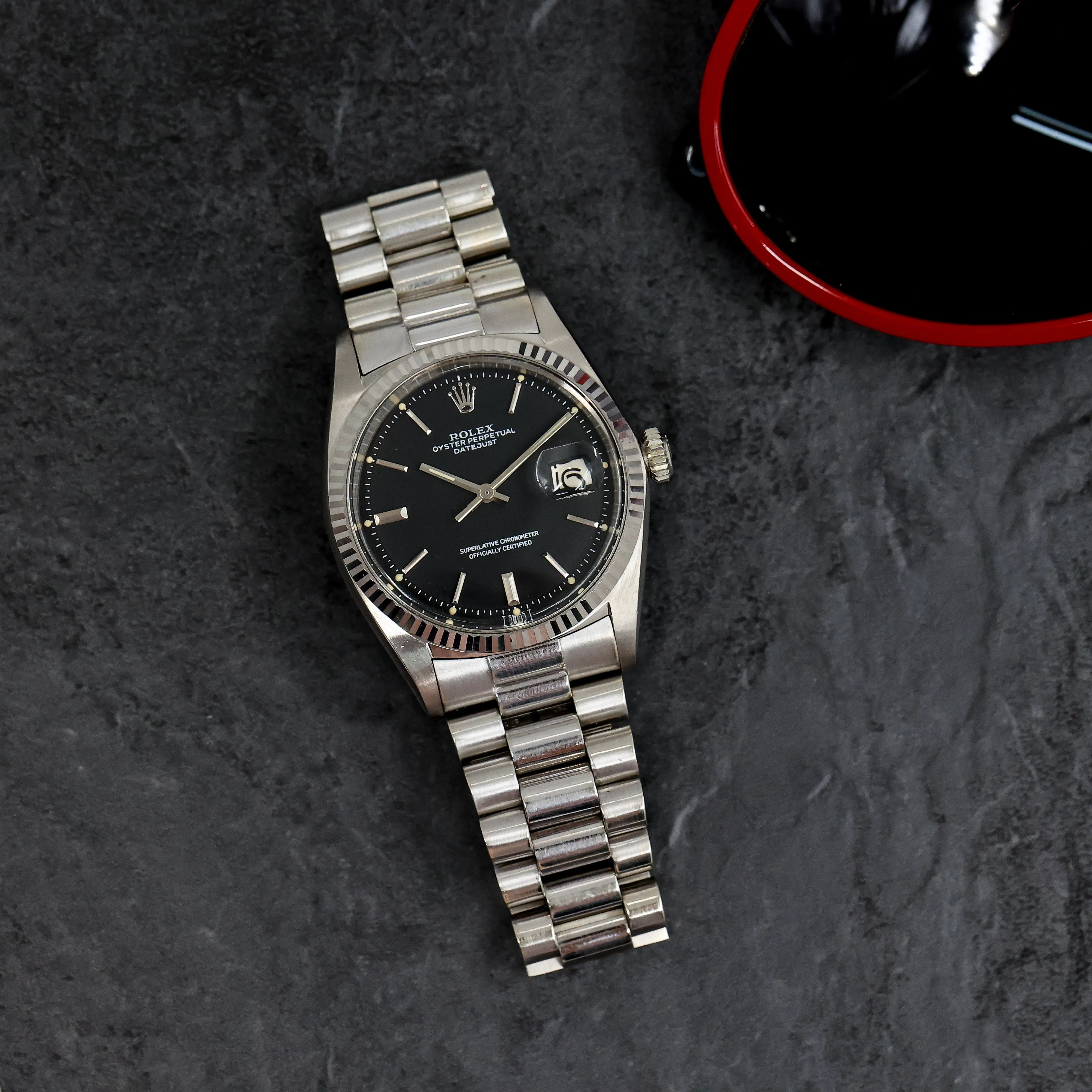 1973 Rolex Datejust White Gold Grey Glossy Dial Ref. 1601
