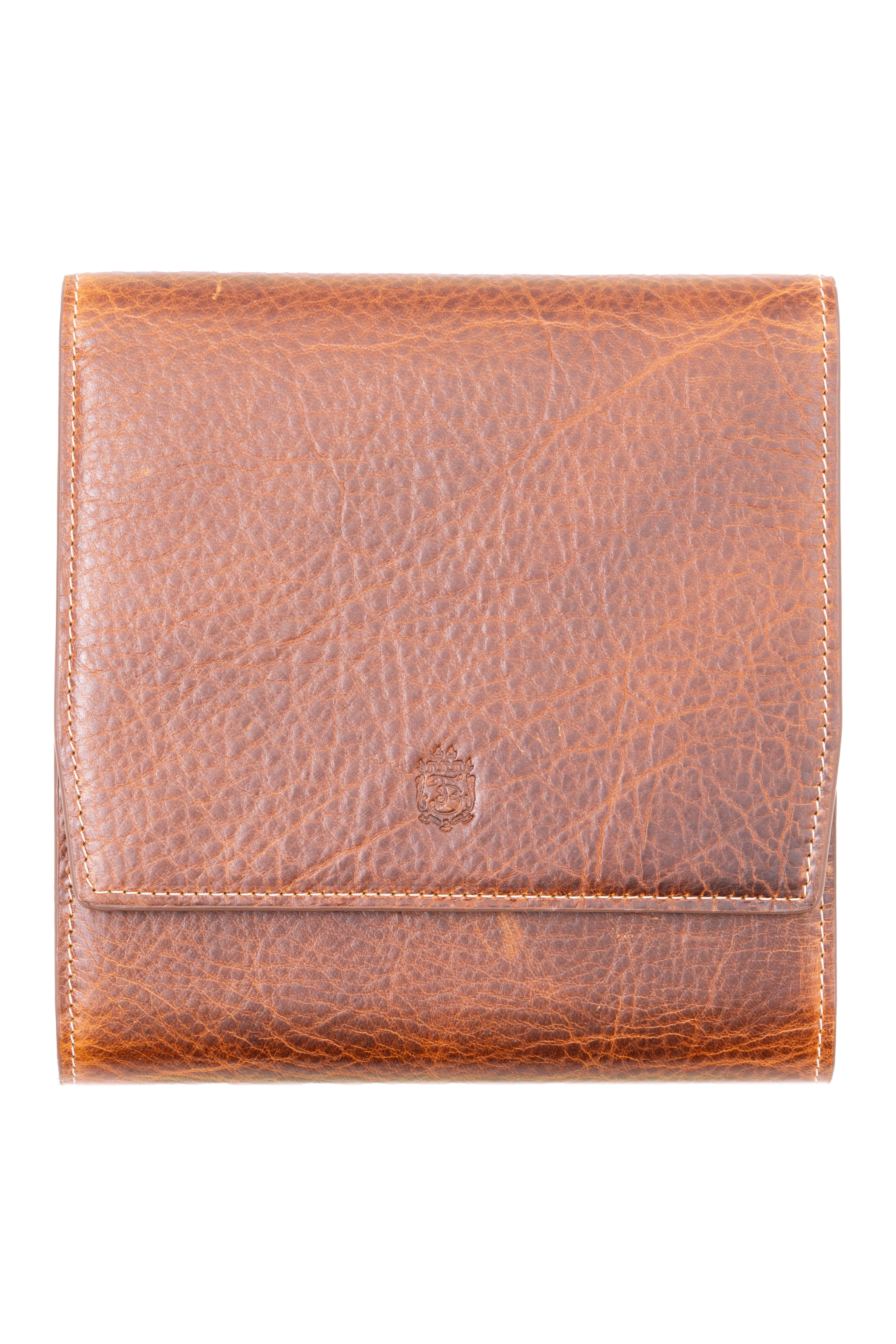 3-Watch Saddle Brown & Sunflower Suede Leather Watch Case