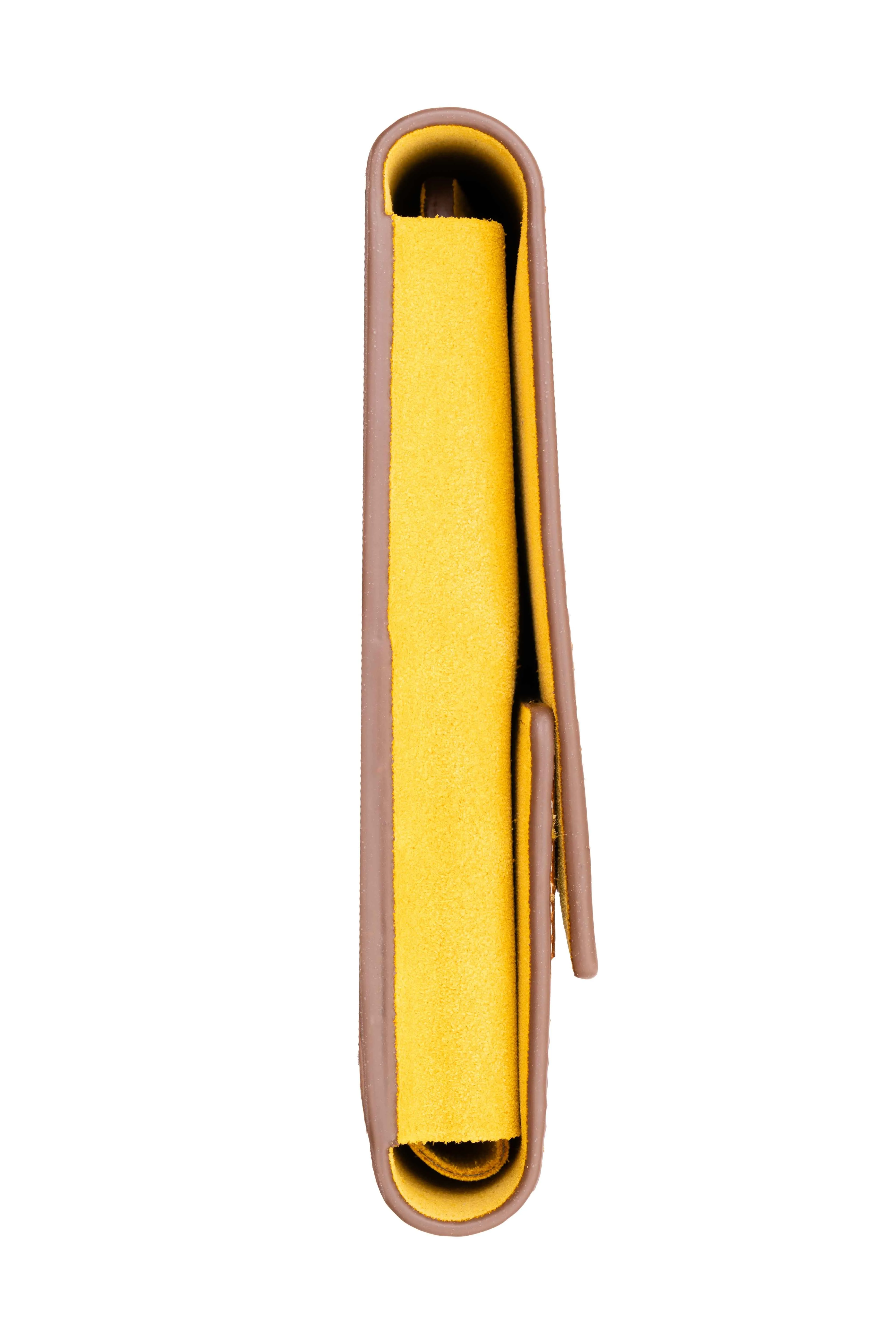 3-Watch Saddle Brown & Sunflower Suede Leather Watch Case
