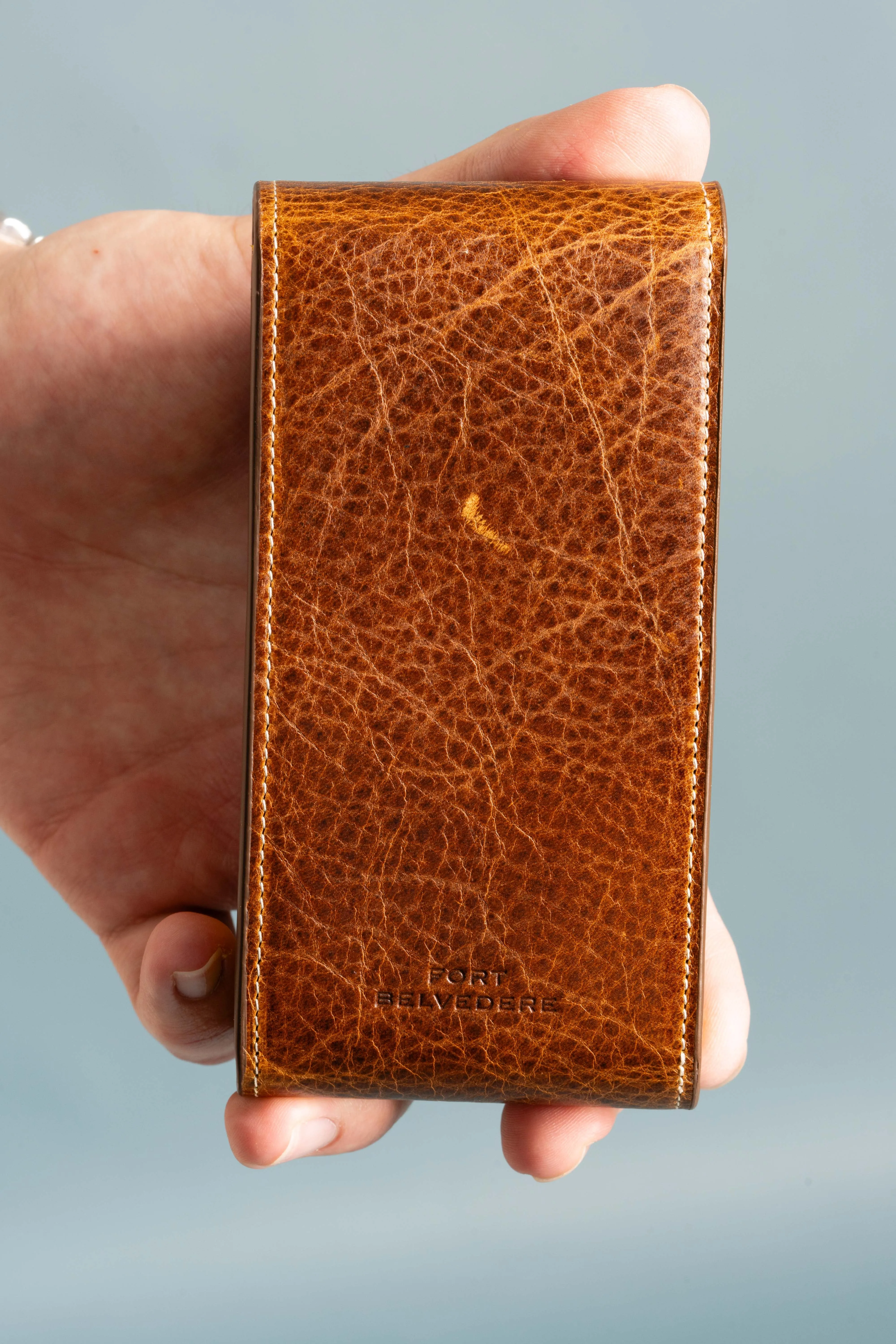 3-Watch Saddle Brown & Sunflower Suede Leather Watch Case