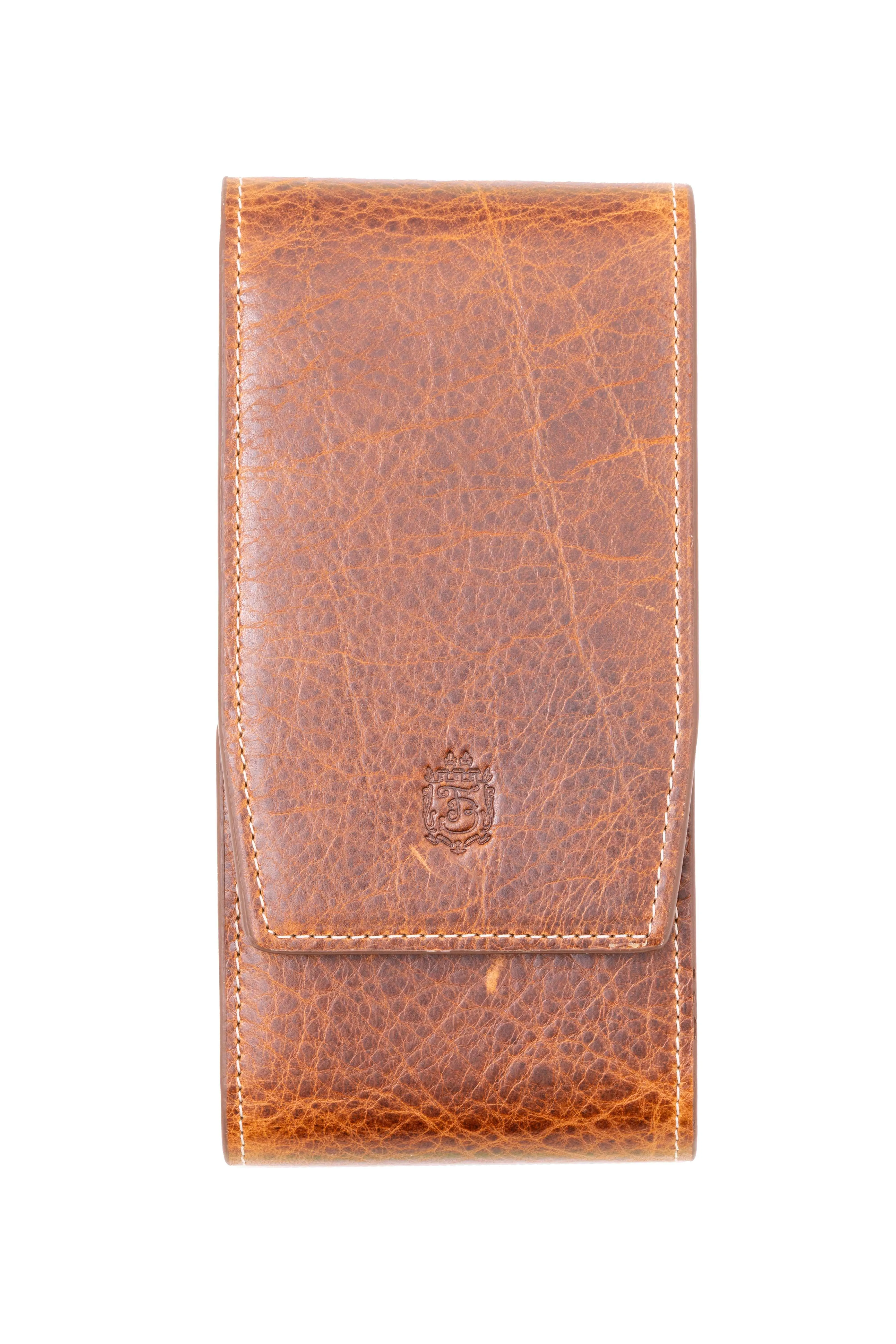 3-Watch Saddle Brown & Sunflower Suede Leather Watch Case