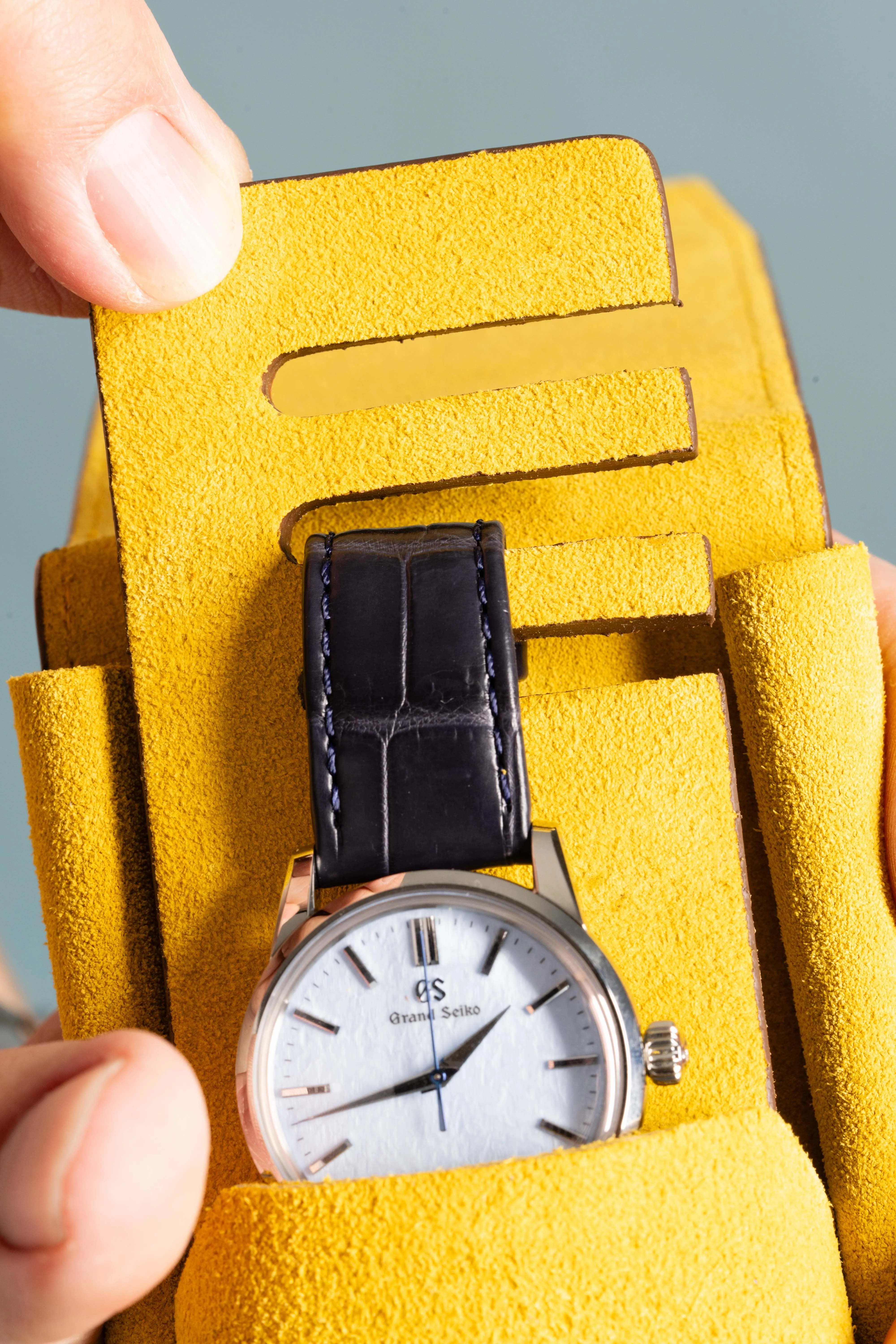 3-Watch Saddle Brown & Sunflower Suede Leather Watch Case