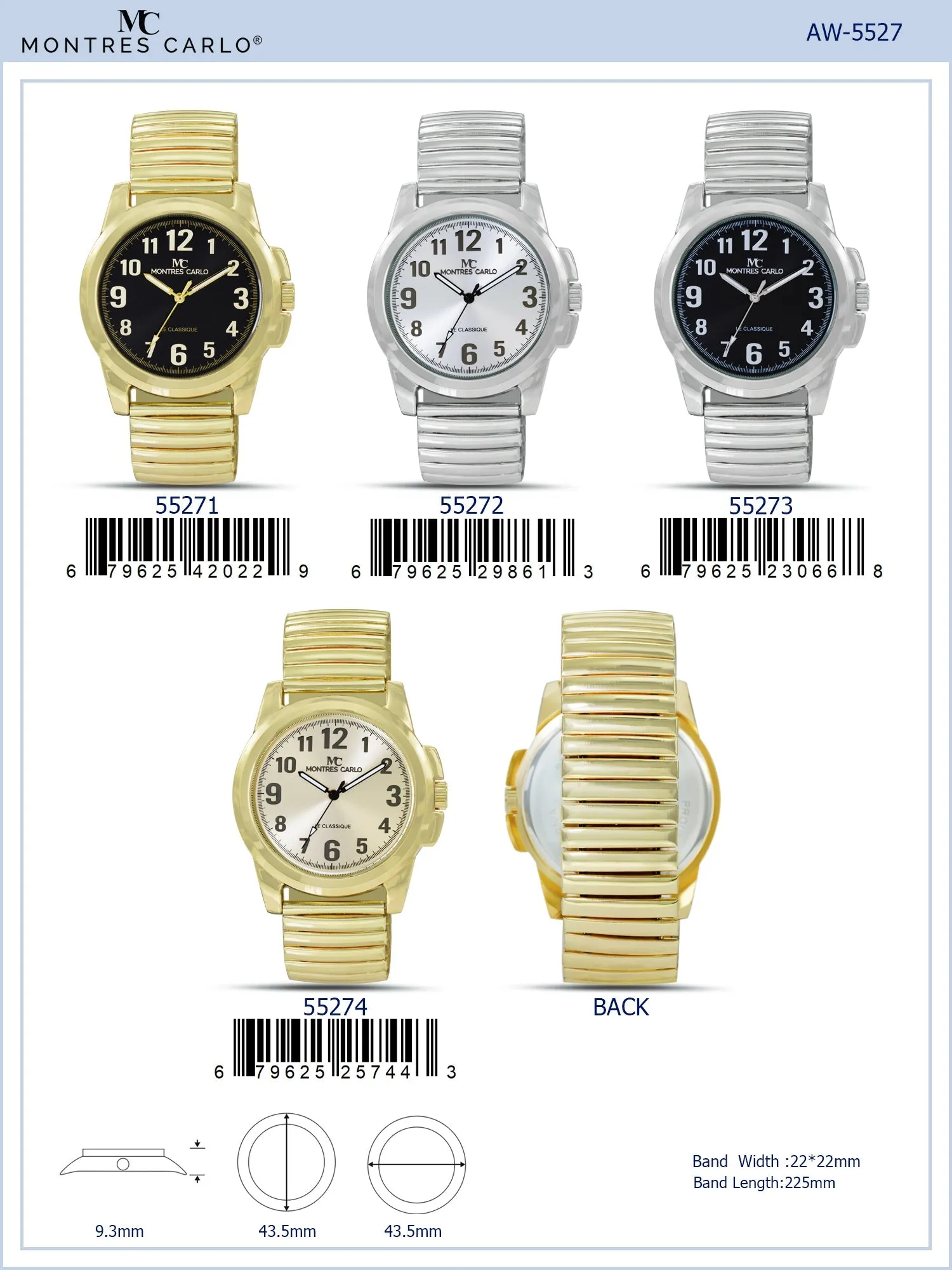 5527-Montres Carlo Metal Band Watch