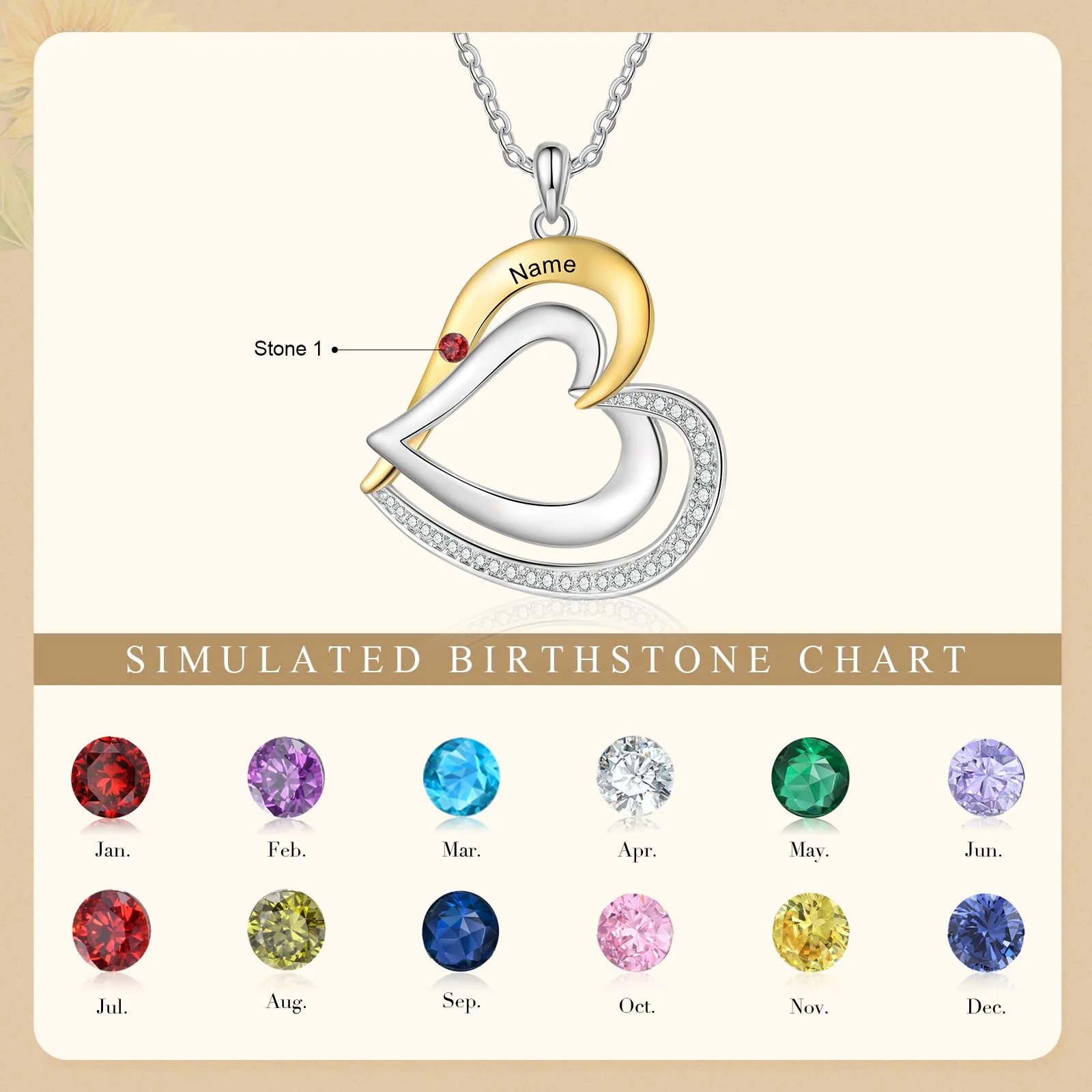 925 Sterling Silver Custom Birthstone Necklace