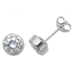 9ct White Gold Round Zirconia Stud Earrings ES233SW