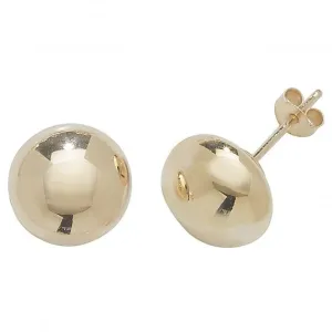 9ct  Yellow  Gold  8mm  Button  Stud  Earrings  ES409