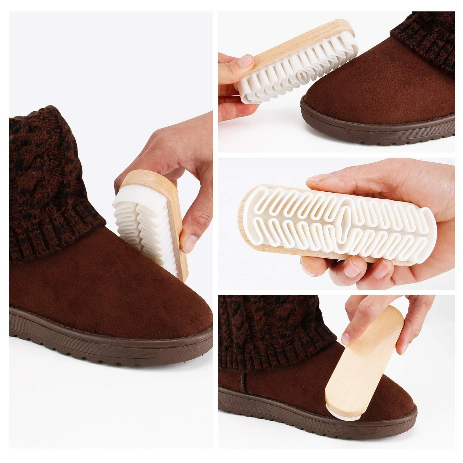 Aara InternationalsRubber Crepe Soft Shoe Brush - Suitable for Leather Cleaning Suede & Nubuck Boots, Bags and Belts (Handcrafted Suede Brush for Shoes), Multicolour