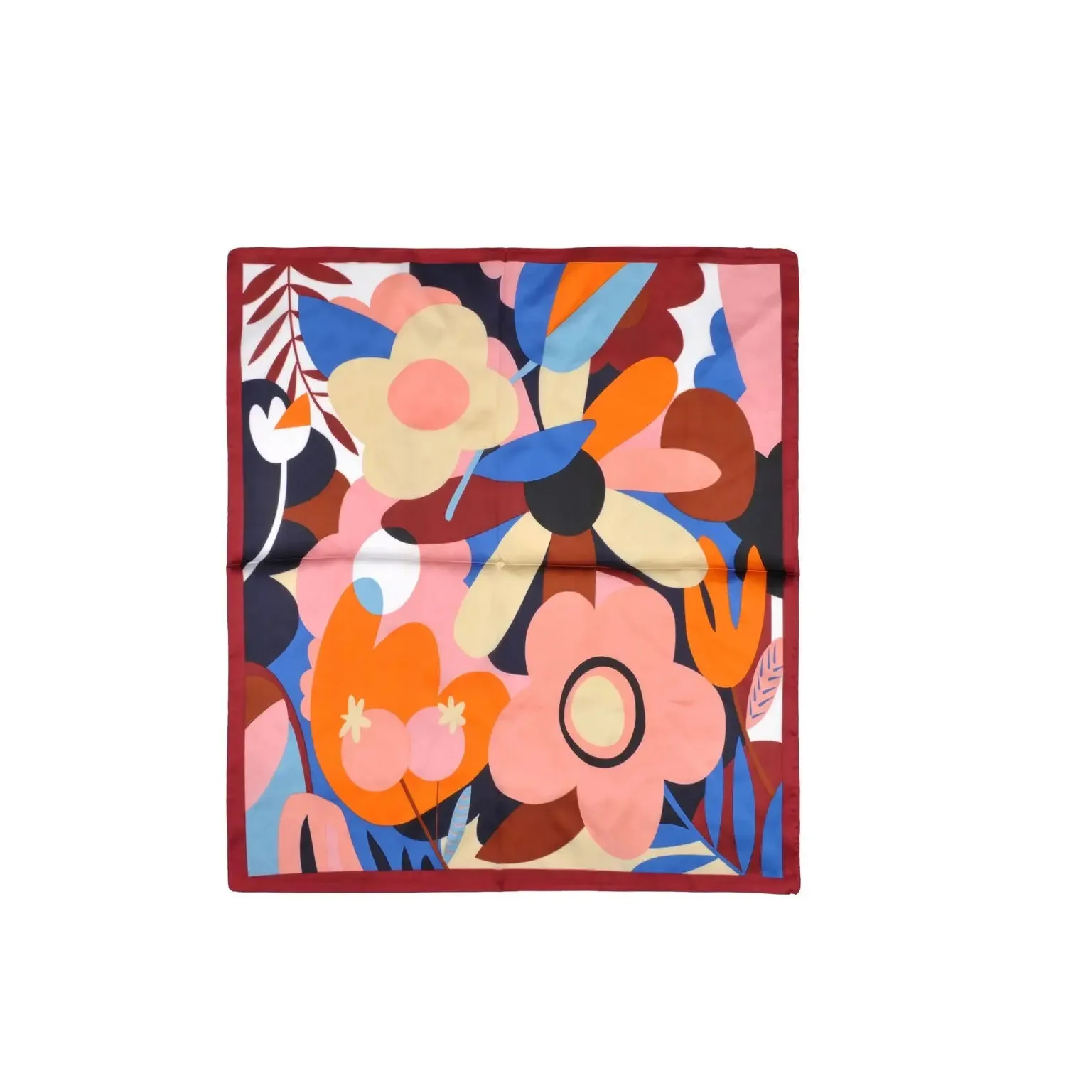 Abstract Flower Print Square Scarf
