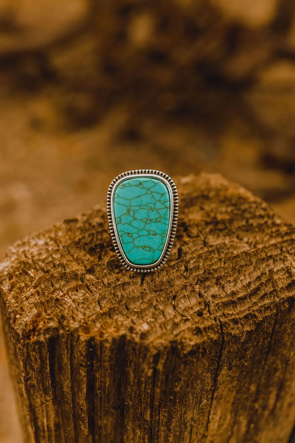 Adjustable Large Turquoise Stone Ring