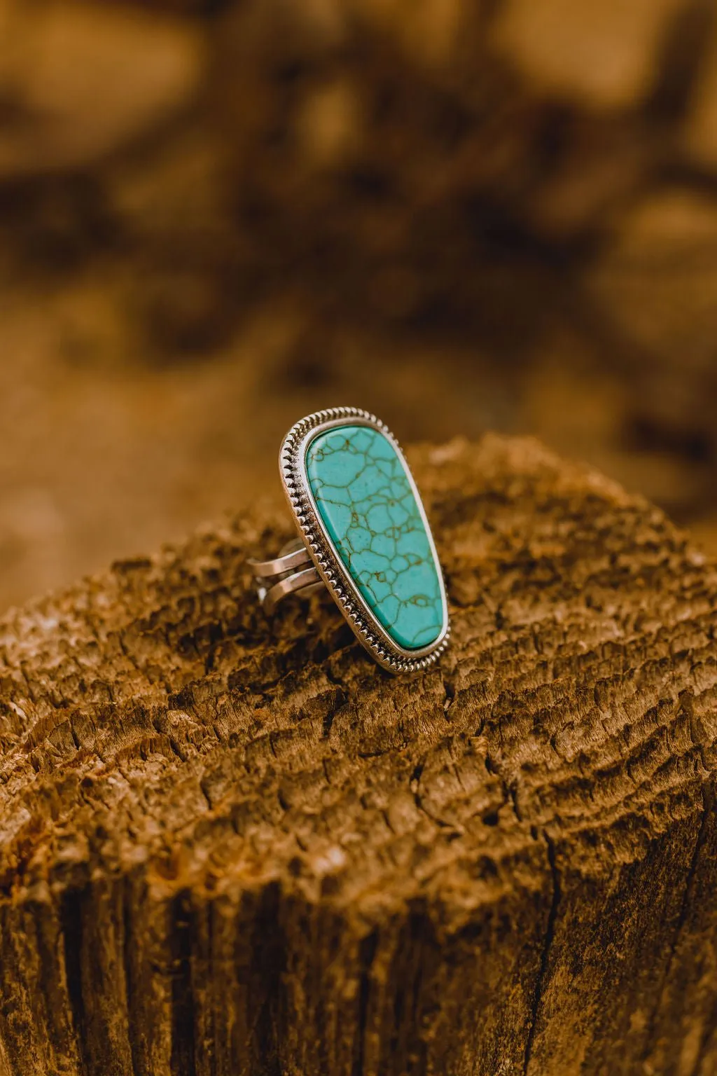 Adjustable Large Turquoise Stone Ring
