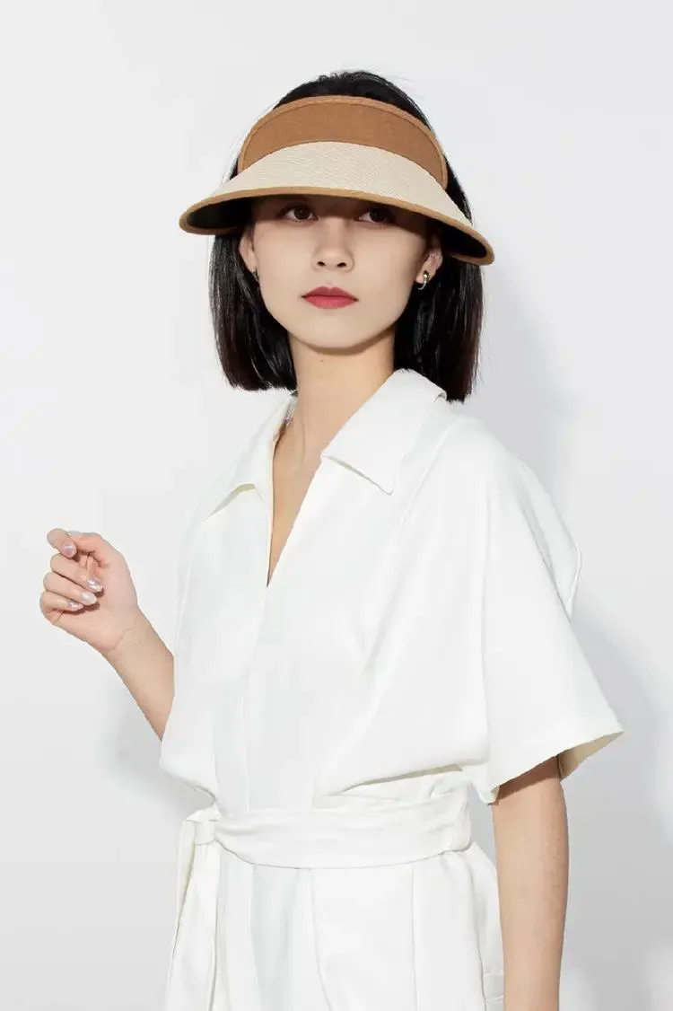 Adjustable UPF50 Wide-brim Straw Sun Visor