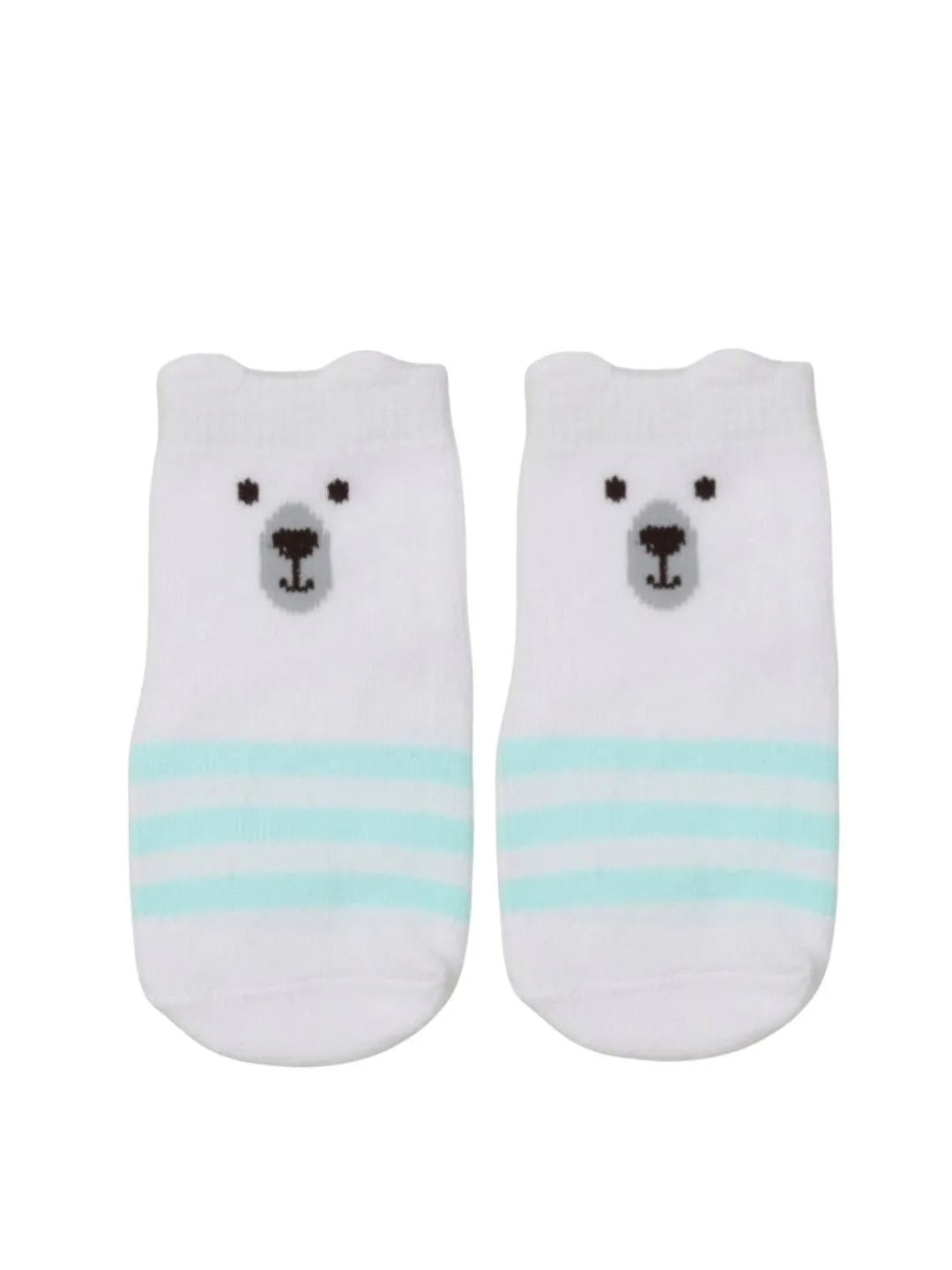 Adorable Polar Bear and Tiger Socks Set for Boys- White & Orange