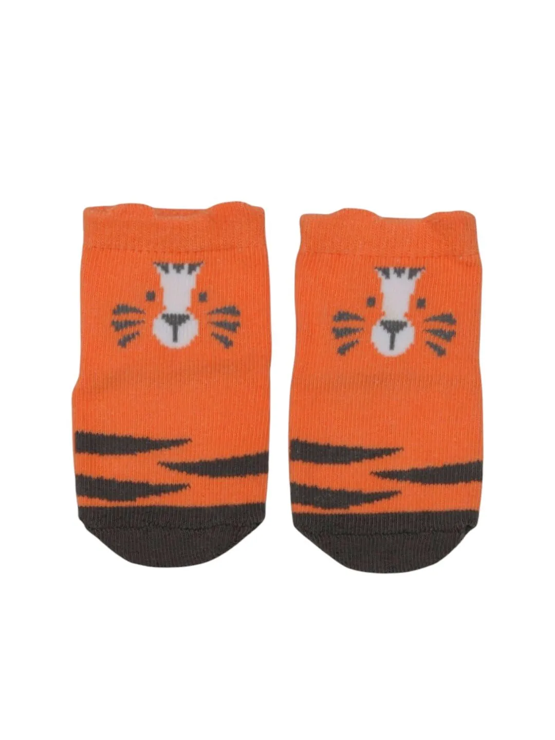Adorable Polar Bear and Tiger Socks Set for Boys- White & Orange