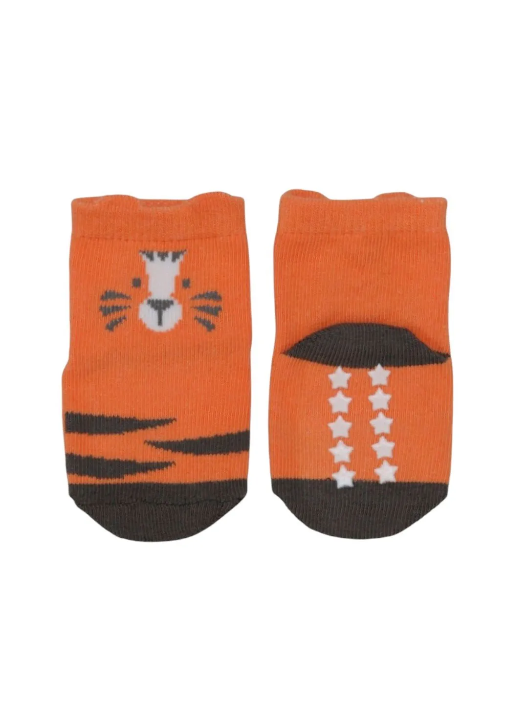Adorable Polar Bear and Tiger Socks Set for Boys- White & Orange