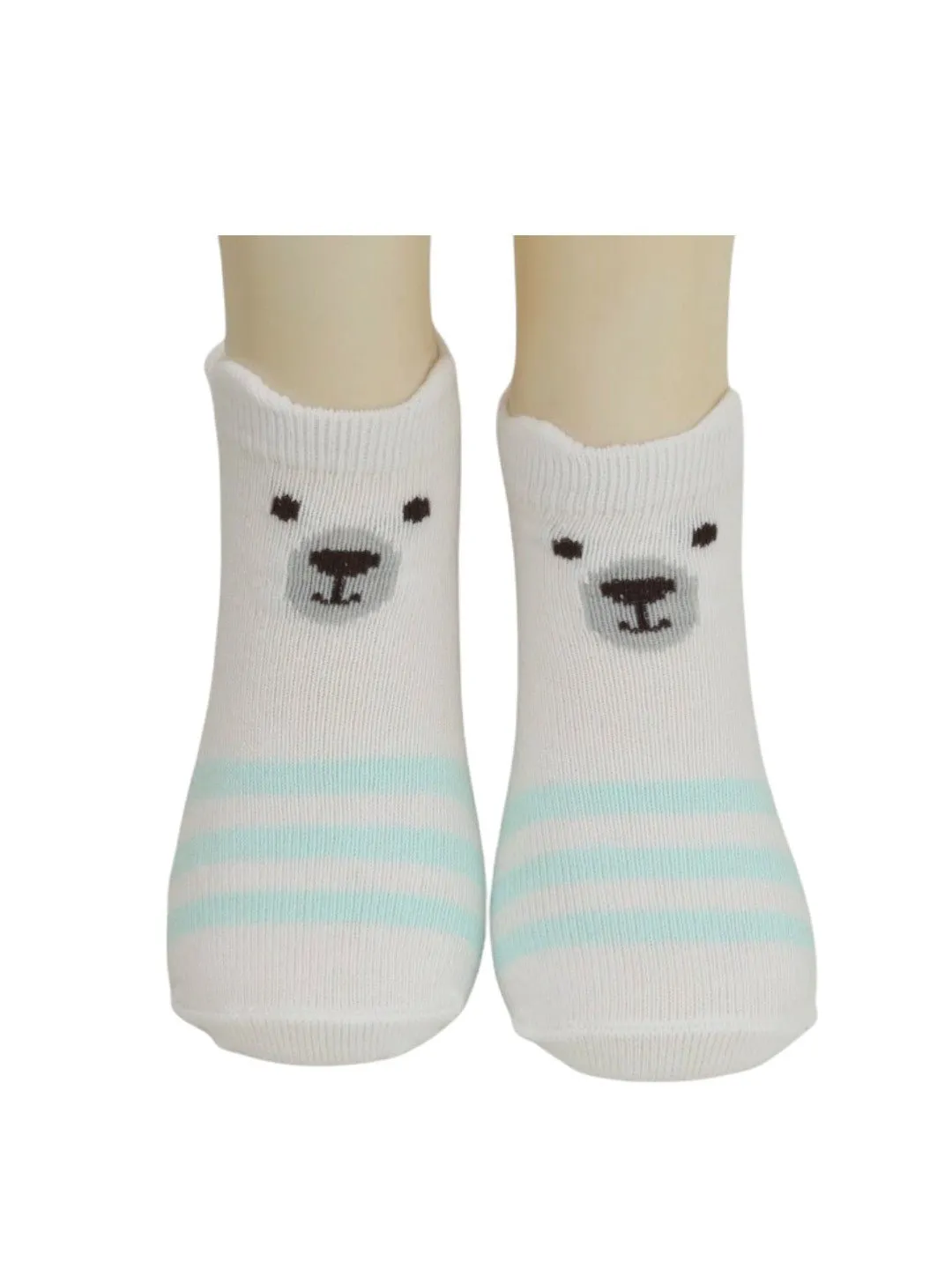 Adorable Polar Bear and Tiger Socks Set for Boys- White & Orange