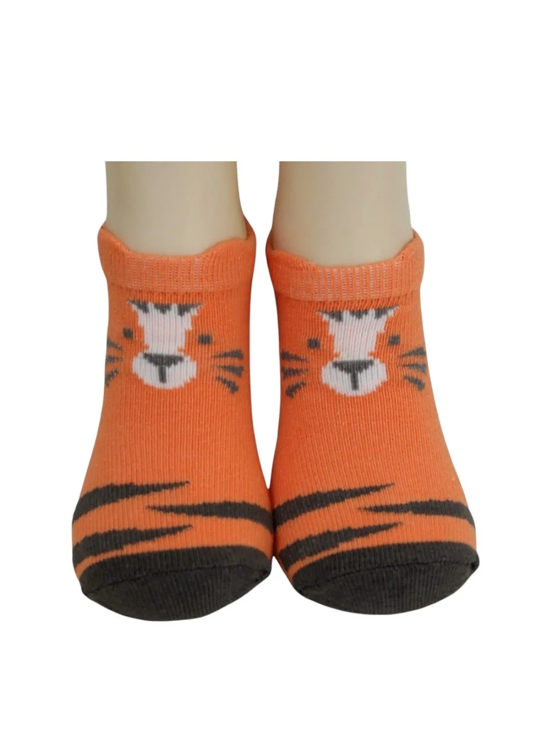 Adorable Polar Bear and Tiger Socks Set for Boys- White & Orange
