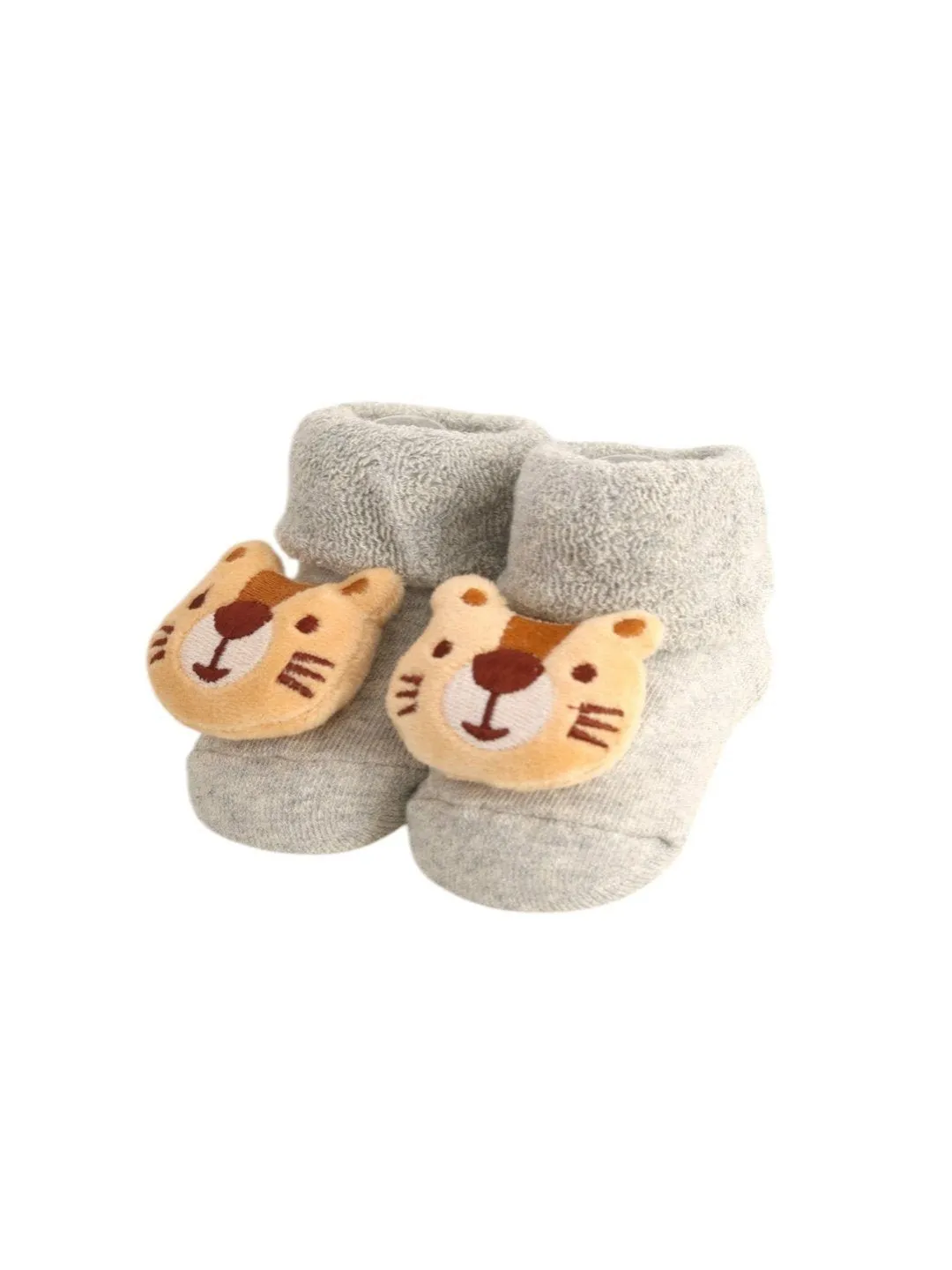 Adorable Tiger Face Baby Socks - Cozy Grey