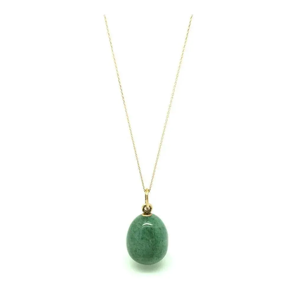 Antique 1910 Rose Gold Aventurine Russian Fabergé Egg Pendant Necklace