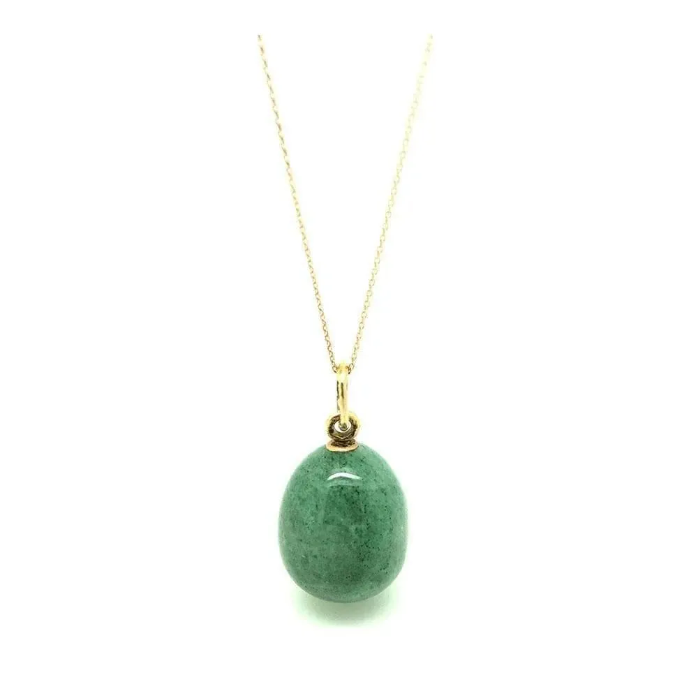 Antique 1910 Rose Gold Aventurine Russian Fabergé Egg Pendant Necklace