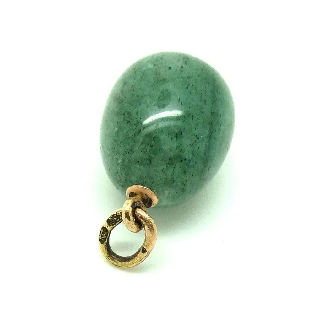 Antique 1910 Rose Gold Aventurine Russian Fabergé Egg Pendant Necklace