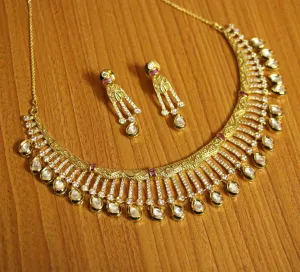 Antique Gold look Kundan & diamond Look Necklace Set