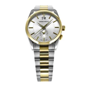 ARIES GOLD URBAN SILVER STAR TWO TONE GOLD STAINLESS STEEL G R92A 2TG-SD MEN'S WATCH