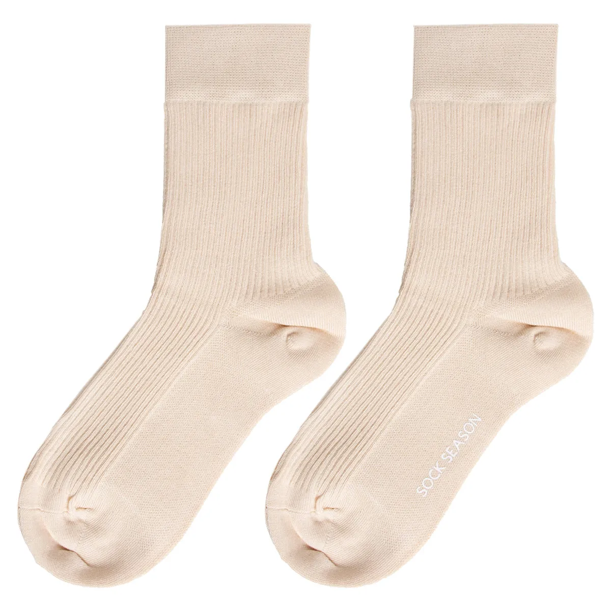 Ash Essential Ribbed Crew Sock 3-Pack | Beige