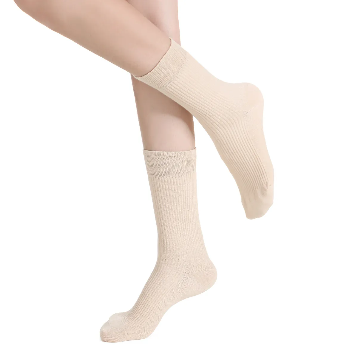Ash Essential Ribbed Crew Sock 3-Pack | Beige