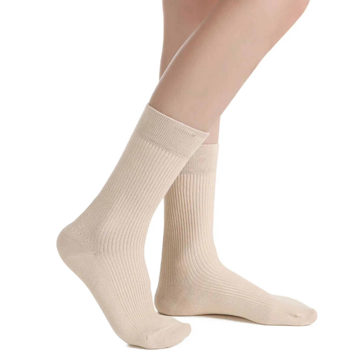 Ash Essential Ribbed Crew Sock 3-Pack | Beige