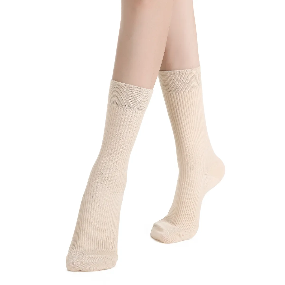Ash Essential Ribbed Crew Sock 3-Pack | Beige