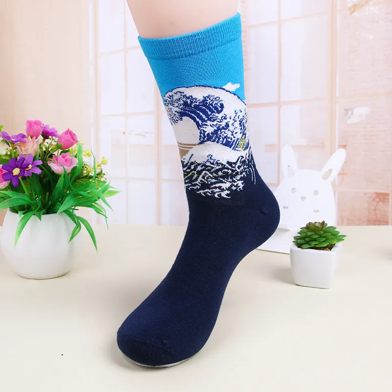 Autumn Winter Fashion Retro New Abstract Oil Painting Art Socks Men And Women Novelty Patterned Harajuku Design Van Gogh Socks