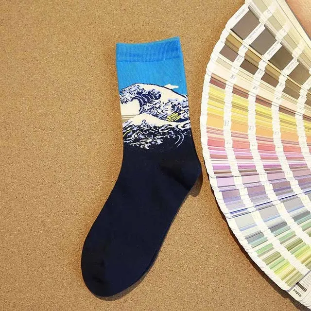 Autumn Winter Fashion Retro New Abstract Oil Painting Art Socks Men And Women Novelty Patterned Harajuku Design Van Gogh Socks