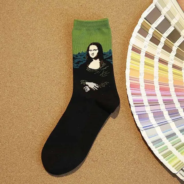 Autumn Winter Fashion Retro New Abstract Oil Painting Art Socks Men And Women Novelty Patterned Harajuku Design Van Gogh Socks