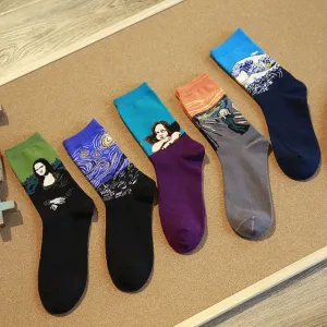 Autumn Winter Fashion Retro New Abstract Oil Painting Art Socks Men And Women Novelty Patterned Harajuku Design Van Gogh Socks