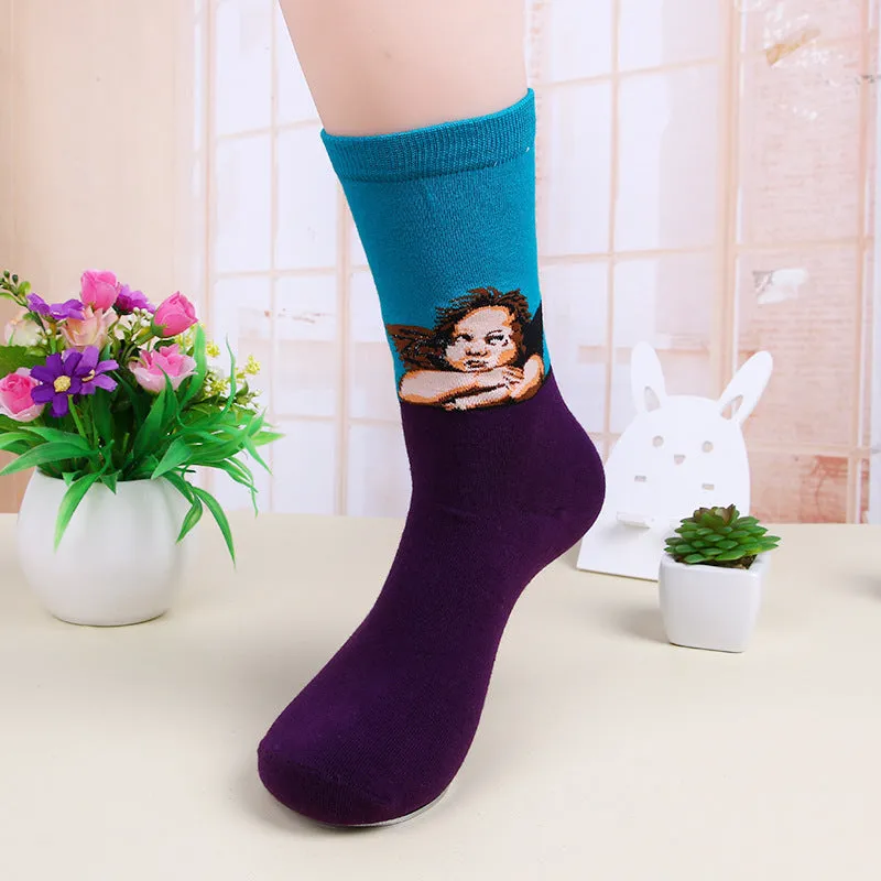 Autumn Winter Fashion Retro New Abstract Oil Painting Art Socks Men And Women Novelty Patterned Harajuku Design Van Gogh Socks
