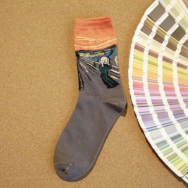 Autumn Winter Fashion Retro New Abstract Oil Painting Art Socks Men And Women Novelty Patterned Harajuku Design Van Gogh Socks