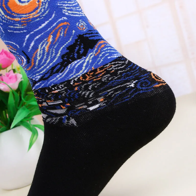 Autumn Winter Fashion Retro New Abstract Oil Painting Art Socks Men And Women Novelty Patterned Harajuku Design Van Gogh Socks