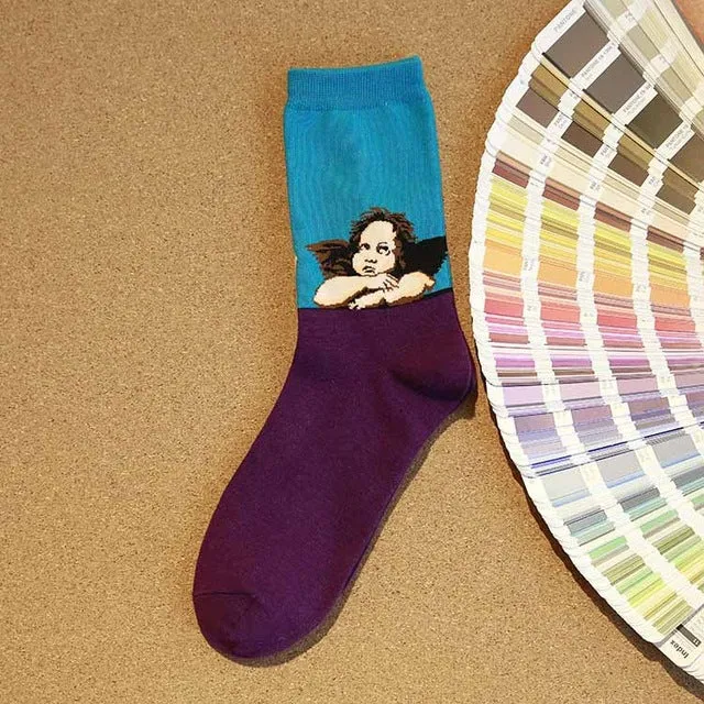 Autumn Winter Fashion Retro New Abstract Oil Painting Art Socks Men And Women Novelty Patterned Harajuku Design Van Gogh Socks