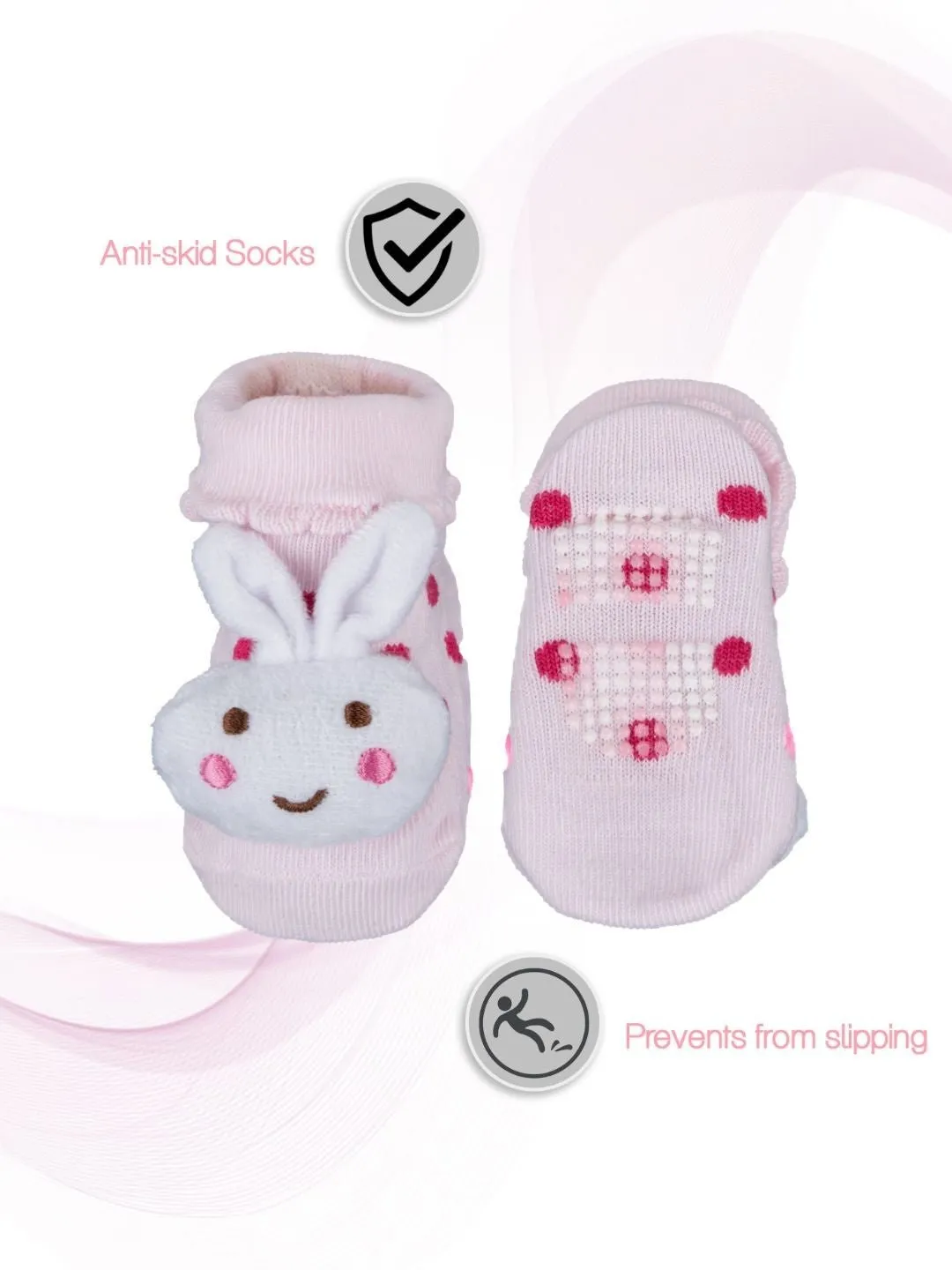 Baby Girls' Socks Set with Adorable Bunny and Strawberry Designs