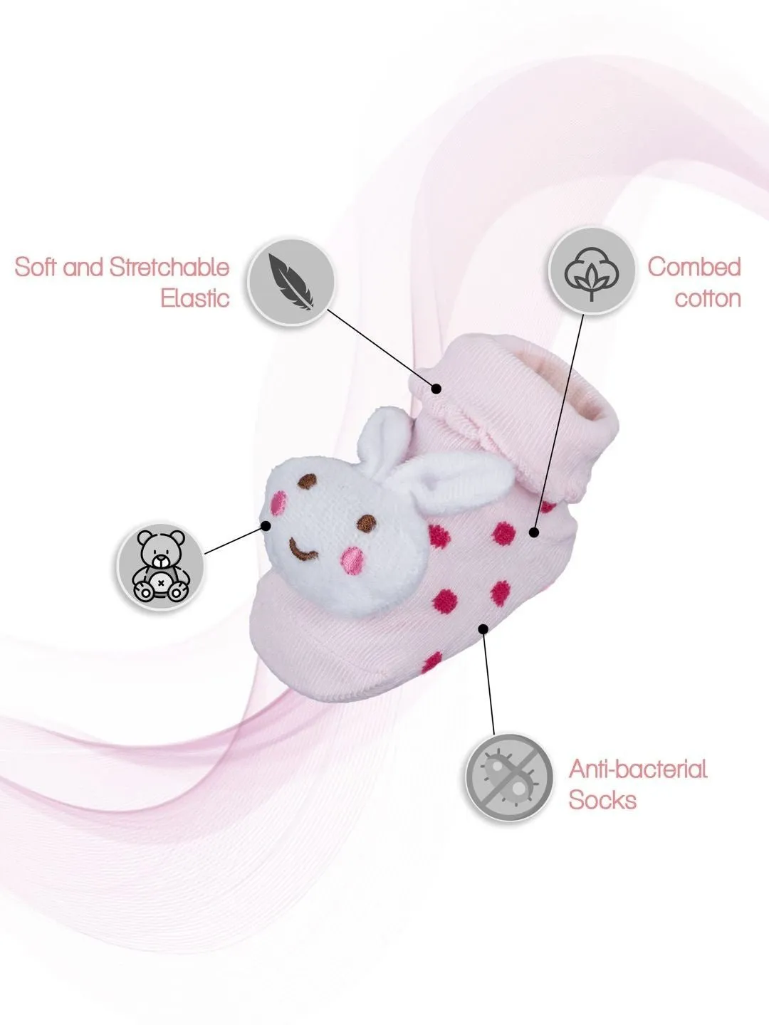 Baby Girls' Socks Set with Adorable Bunny and Strawberry Designs