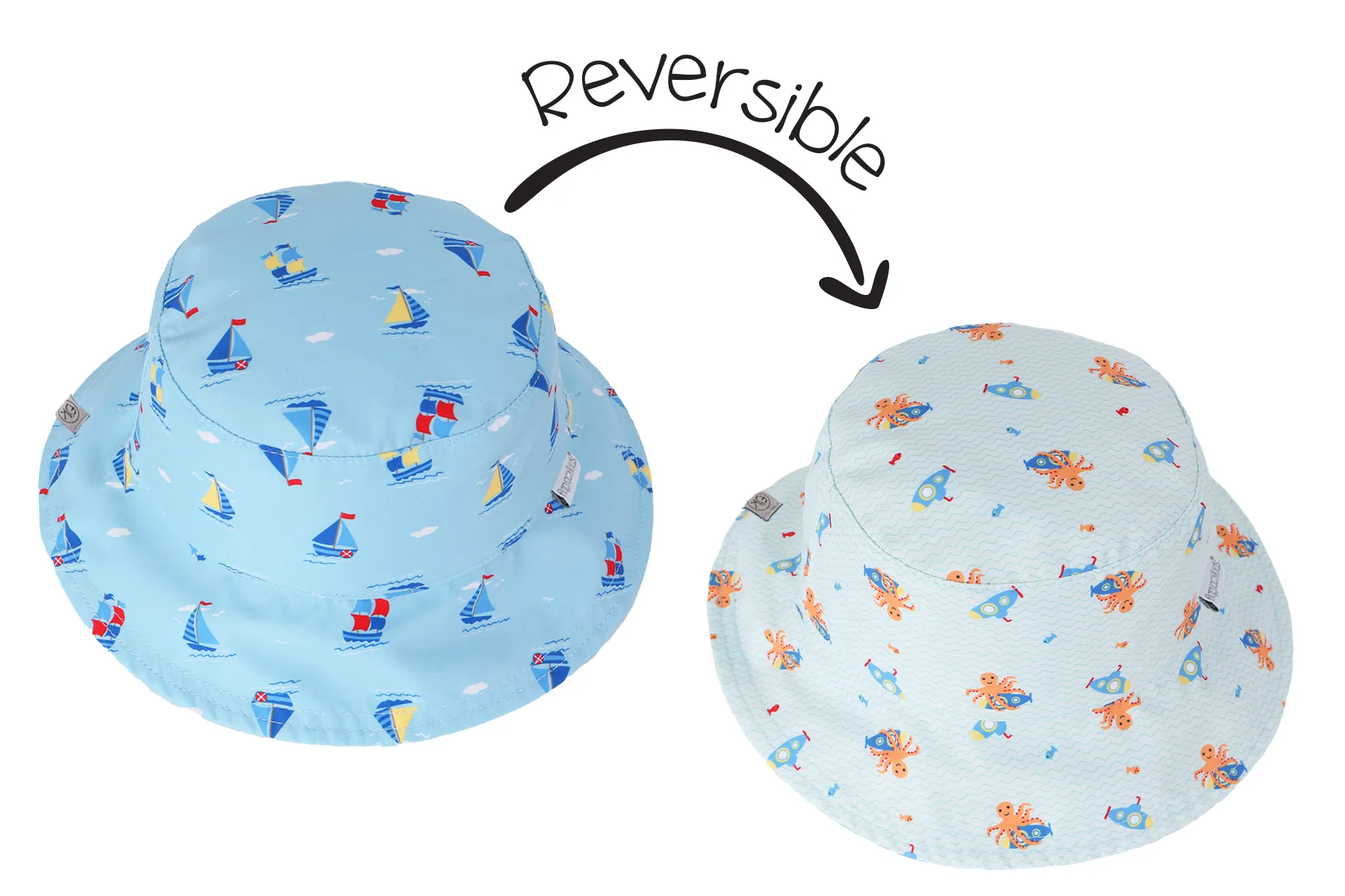 Baby/Kids Reversible Patterned Sun Hat - Sailboat | Submarine