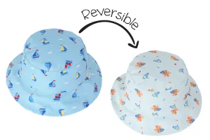 Baby/Kids Reversible Patterned Sun Hat - Sailboat | Submarine
