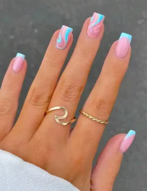 Beauty - Nails - blue pink swirl
