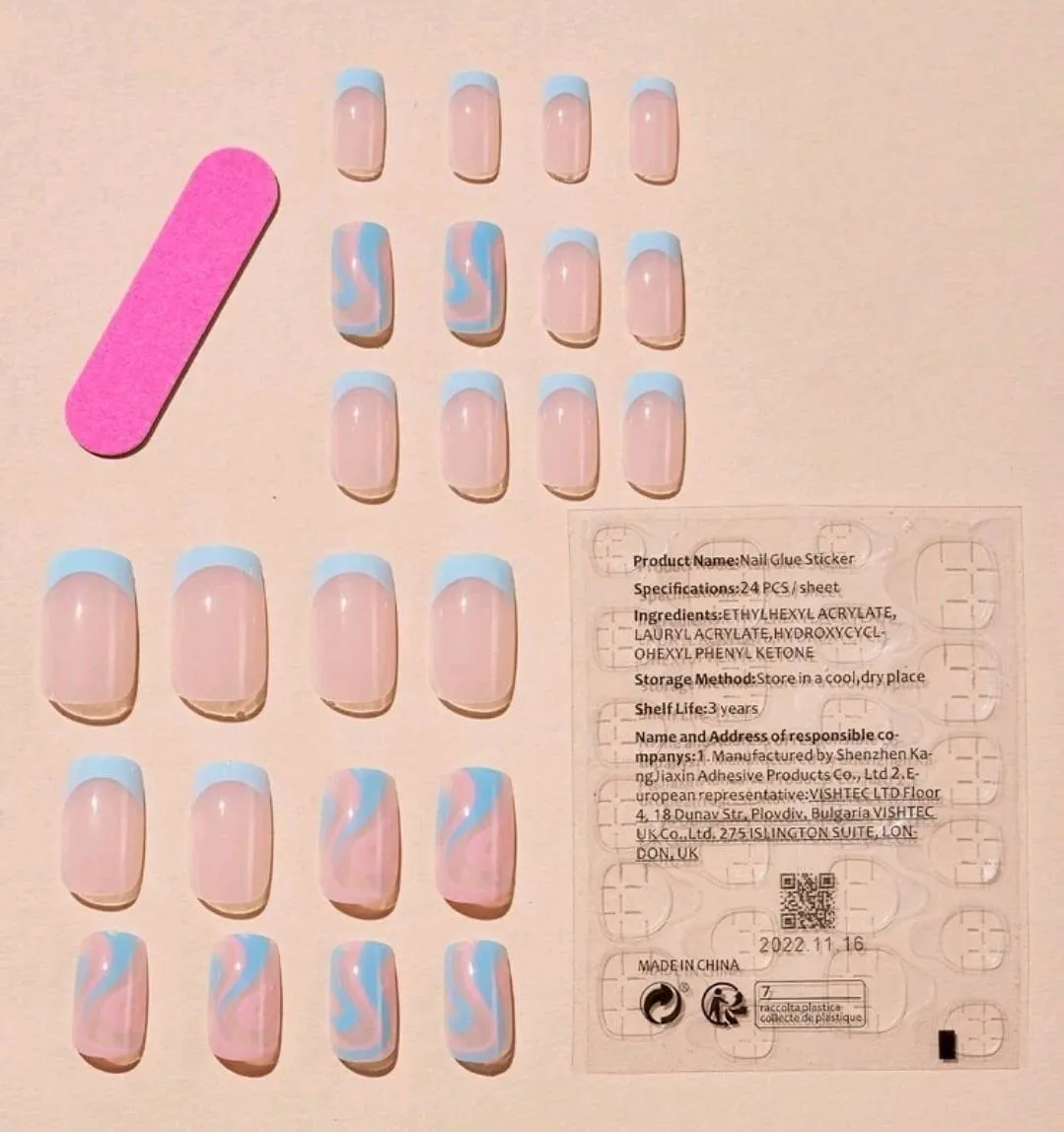 Beauty - Nails - blue pink swirl