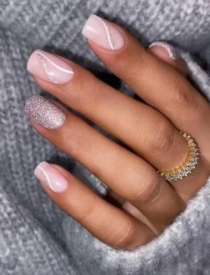 Beauty - Nails - pink silver glitter