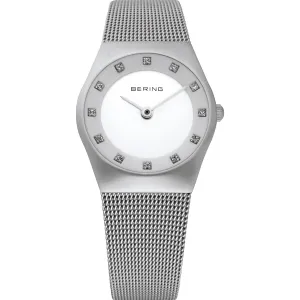Bering Classic Ladies Stainless Steel Mesh Watch with Swarovski Crystals