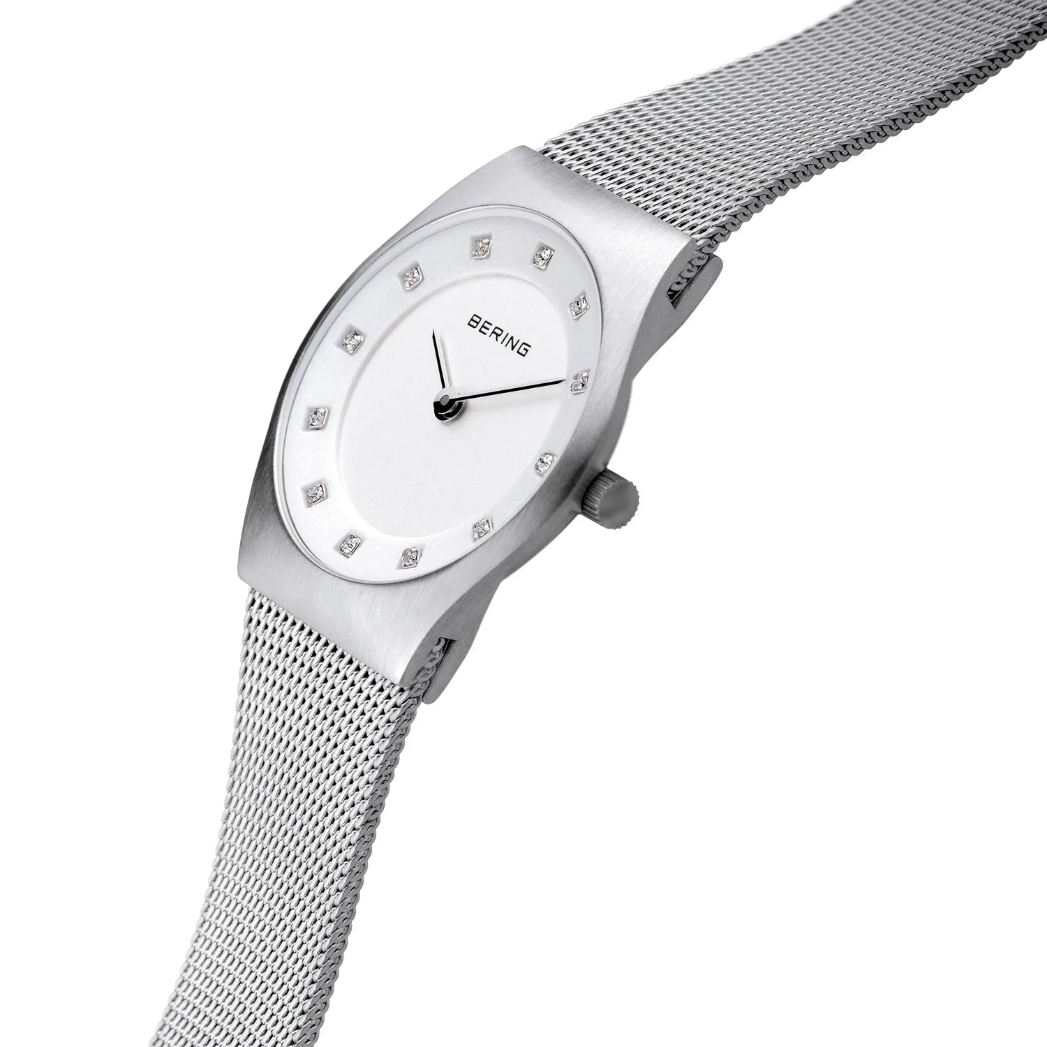 Bering Classic Ladies Stainless Steel Mesh Watch with Swarovski Crystals