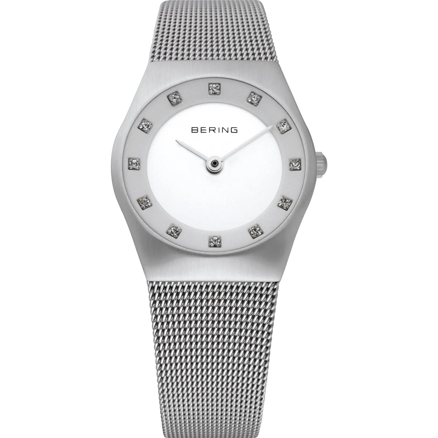 Bering Classic Ladies Stainless Steel Mesh Watch with Swarovski Crystals